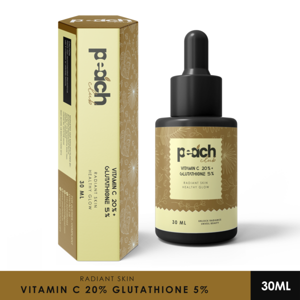 20% vitamin C 5% L - GLUTATHIONE 3% VITAMIN E Face Serum for Clear Glowing Skin | Effective for Pore Minimizing | Hydrates and Repairs Skin for Men & Women - 30ml (Pack of 1)